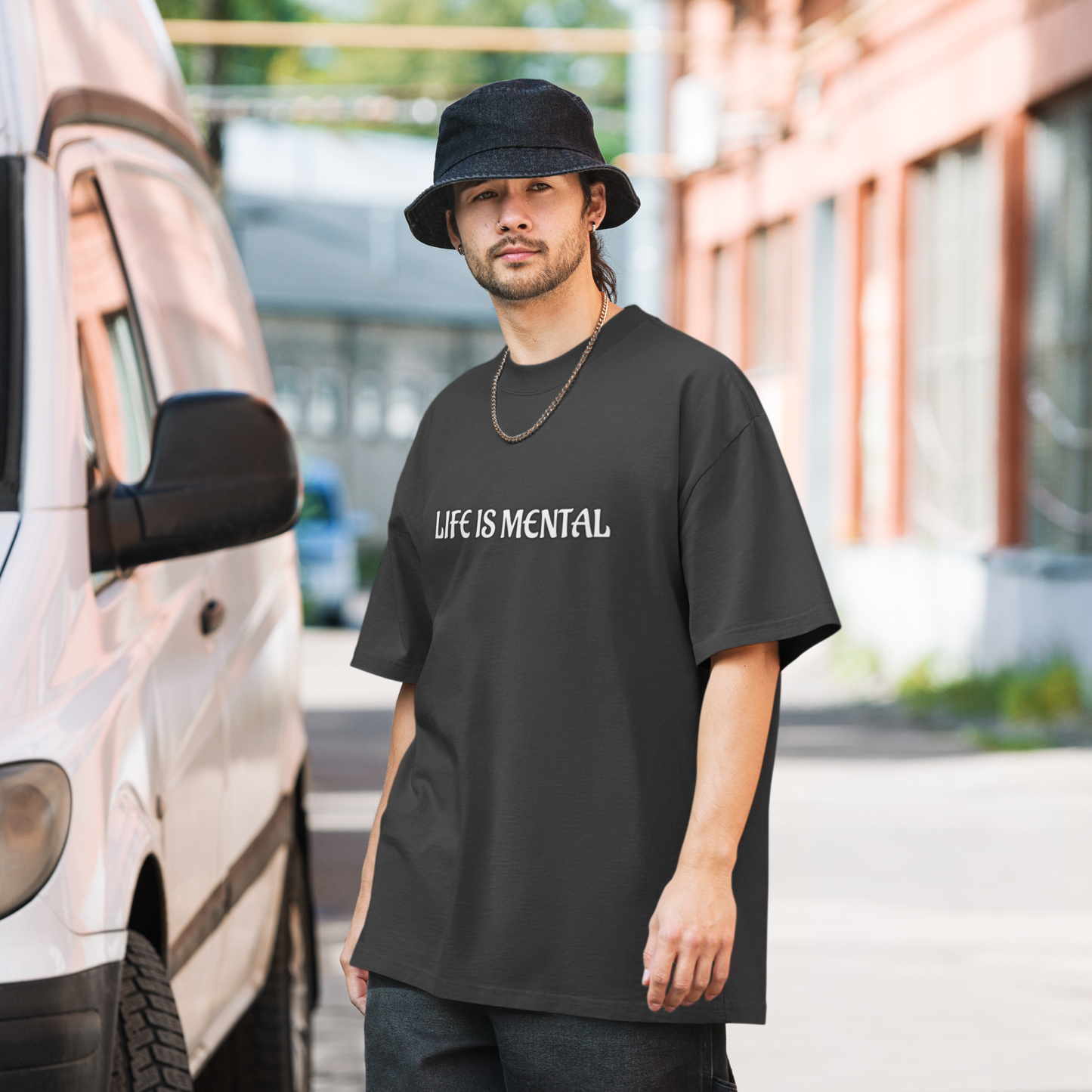 Life is Mental Oversized faded Men t-shirt