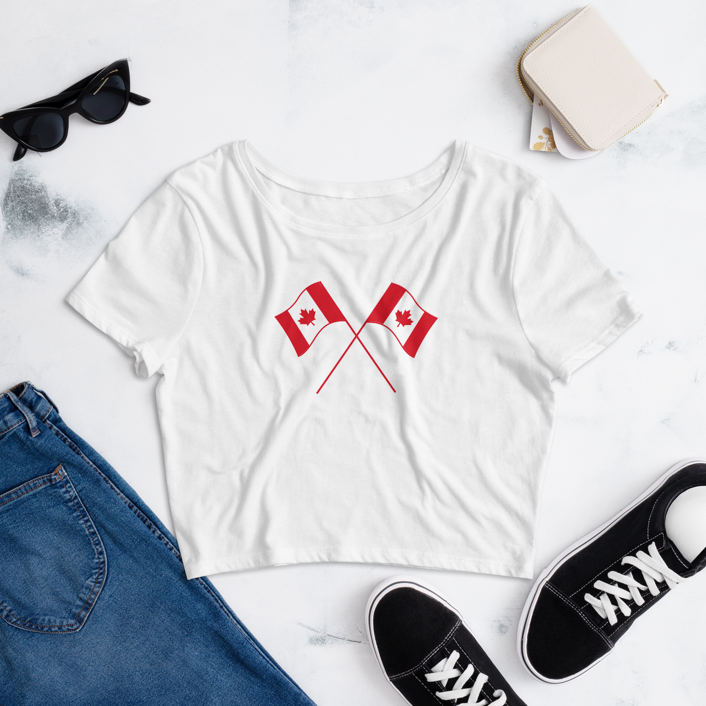 Canada Flag Women Crop Tee